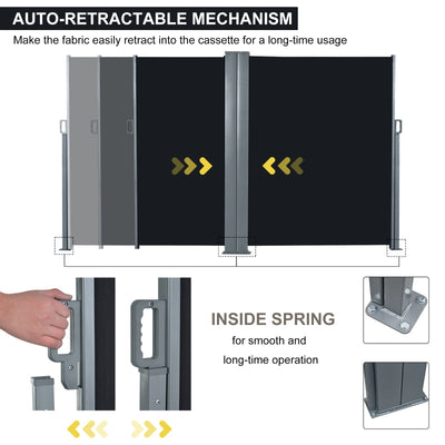 Retractable Side Awning Screen Fence Patio Garden Wall Balcony