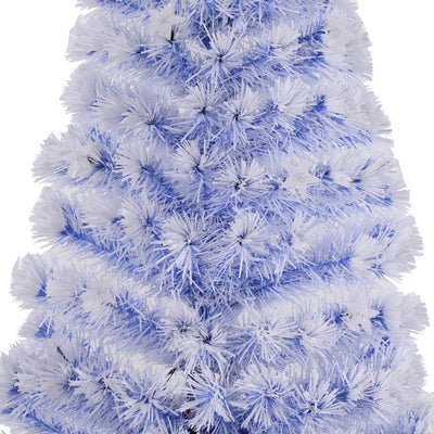 HOMCOM Artificial Fibre Optic Christmas Tree w/ 26 LED Lights Pre-Lit White Blue 6FT