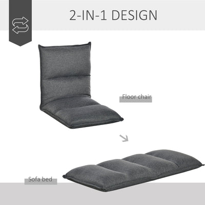 Padded Floor Chair With 5 Adjustable Positions, Grey