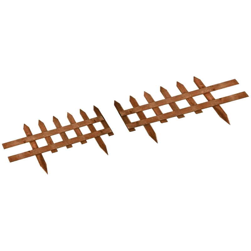 Pack Of 12 Wooden Border Fences, Brown