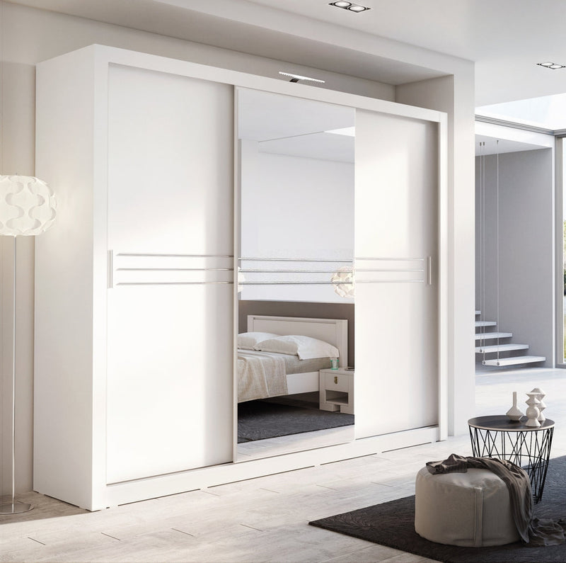 Houzer Sliding Door Wardrobe 250cm in White Matt