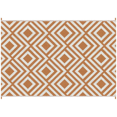 Outsunny Reversible Outdoor Rug with Carry Bag and Ground Stakes, Waterproof Plastic Straw Mat for Backyard, Deck, RV, Picnic, Beach Brown & White