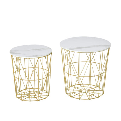 Set Of 2 Nesting Side Tables , White