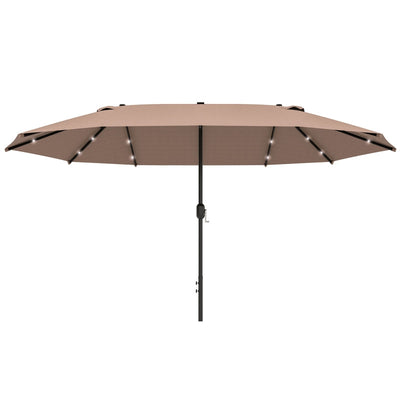 Double-Sided Umbrella Patio LED Solar Lights Khaki