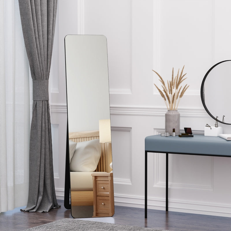 Full Length Mirror Floor Standing Wall Mount Dressing Bedroom Black