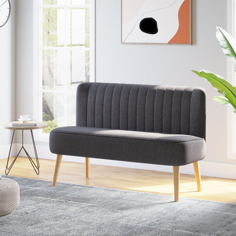 Modern Double Seat Sofa Loveseat Couch , Charcoal Grey