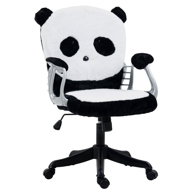 Linda silla de oficina Vinsetto, silla de escritorio con forma de panda esponjoso, reposabrazos acolchados, función de inclinación, altura ajustable, color blanco y negro