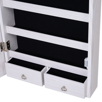 Mirrored Jewellery Storage Cabinet Door , White