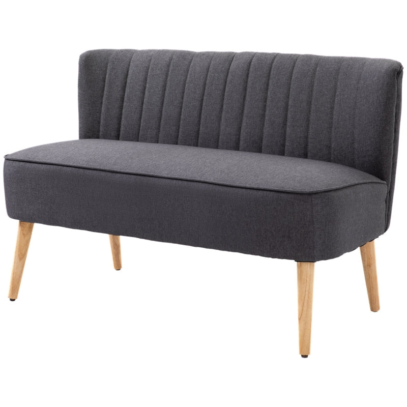 Modern Double Seat Sofa Loveseat Couch , Charcoal Grey