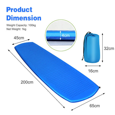 Self Inflating Camping Mat with Inflatable Sponge for Backpacking-Blue