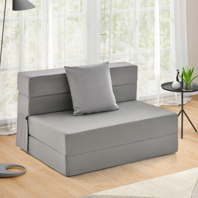 Colchón plegable con almohada de espuma de alta densidad color gris claro