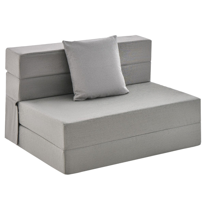 Colchón plegable con almohada de espuma de alta densidad color gris claro