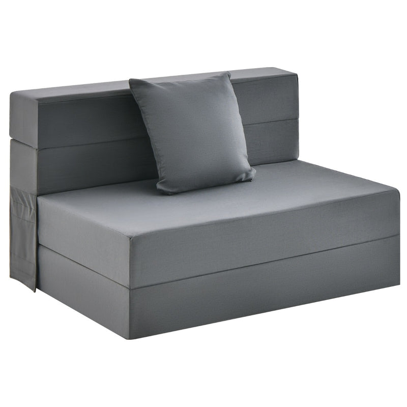 Colchón plegable con almohada de espuma de alta densidad, color gris oscuro