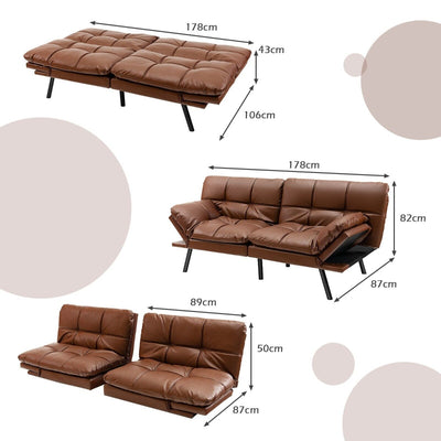 2 Seater Convertible Sofa Bed with Reclining Backrest