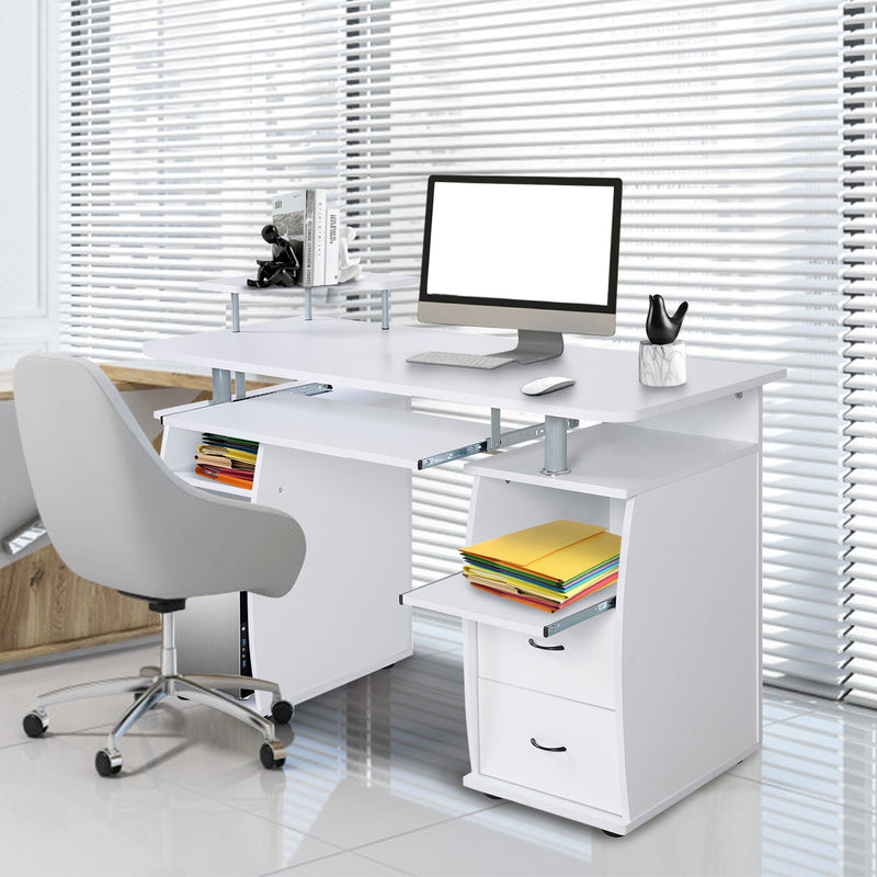 Computer Desk MDF Home Office PC Table Work Station Home and Office Furniture-White