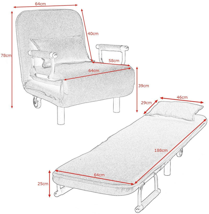 Single Folding Chair Bed with Pillow