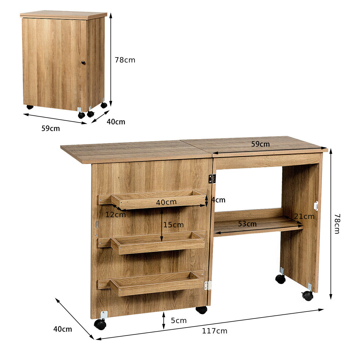 Collapsible sewing outlet table