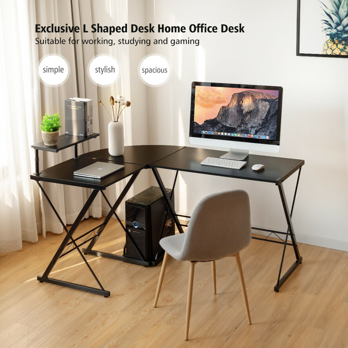 Corner desk with on sale monitor platform