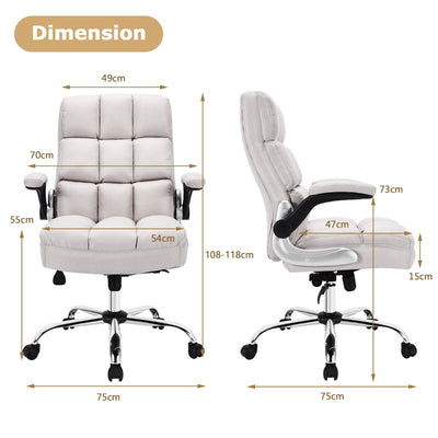 Linen Upholstered Executive Chair with Ergonomic High Back