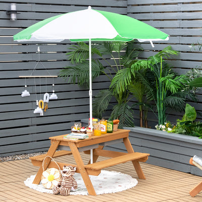 Kids Picnic Table with Umbrella-White