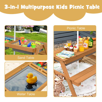 Kids Picnic Table with Umbrella-White