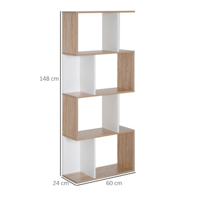 Four-Tier Double 'S' Shelving Unit - White And Oak Tone