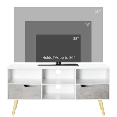 Boxy Six-Compartment TV Cabinet - White/Grey