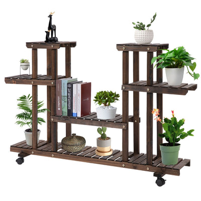 4-Tier Plant Stand With Wheels Brakes