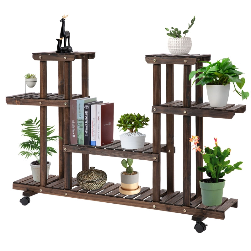 4-Tier Plant Stand With Wheels Brakes