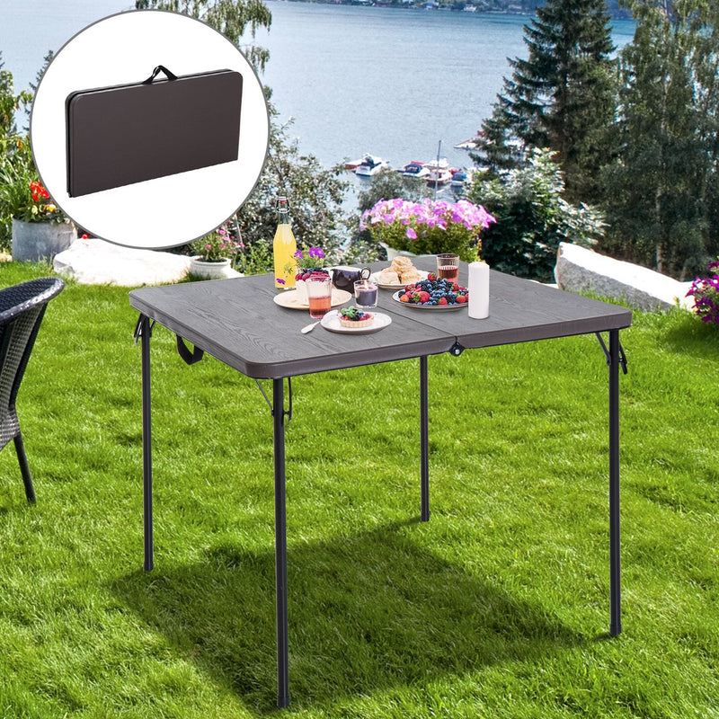 Outsunny Portable Picnic Table for Outdoor Events Garden Camping BBQ Party, 86Lx86Wx71.5H cm-Black/Brown