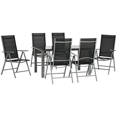 7 Piece Garden Dining Set include Outdoor Table- Black