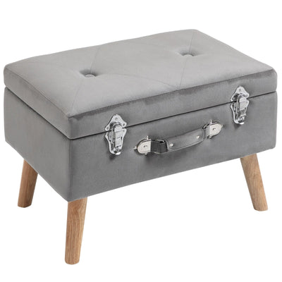 Elegant Velvet Footstool Pouffe Storage , Grey