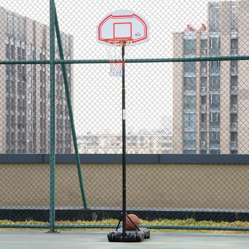 HOMCOM Outdoor Basketball Hoop Stand Portable Sturdy Rim Adjustable Height from 258-314 cm w/ Wheels, Stable Base