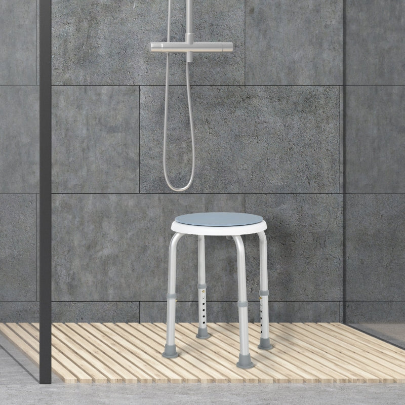 Aluminium 360°Swivel Shower Stool Blue And White