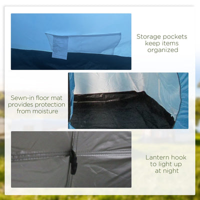 Outsunny 5-6 Man Tunnel Tent, Two Room Camping Tent with Sewn-In Floor, 2 Doors and Carry Bag, 2000mm Water Column for Fishing, Hiking, Sports