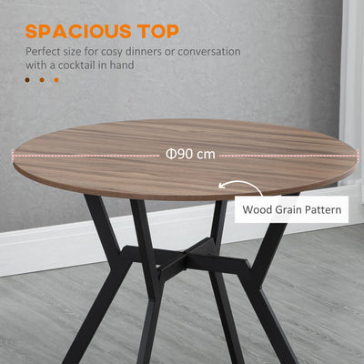 HOMCOM Dining Room Table with Black Legs Anti-slip Foot Pads for Living Room Dining Room 90 x 76 cm Brown