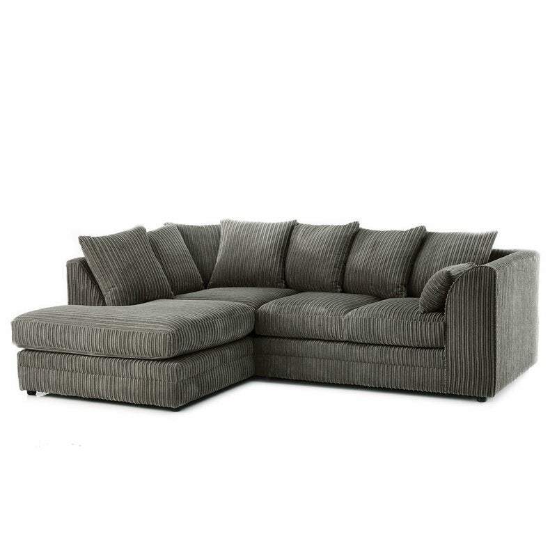 Hannah Jumbo Cord Corner Sofa (Grey)