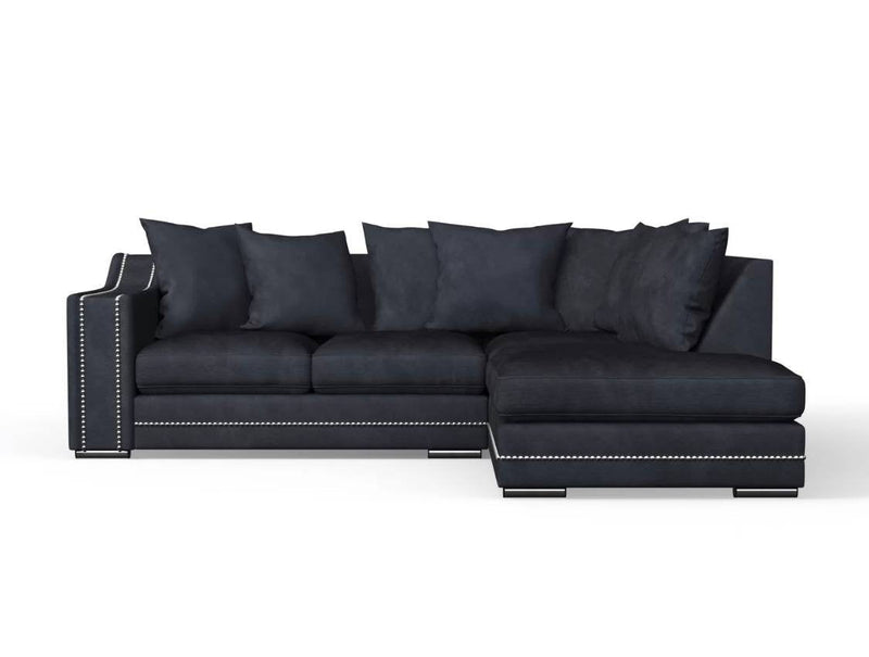 Cruze Studded Corner Sofa / Charcoal