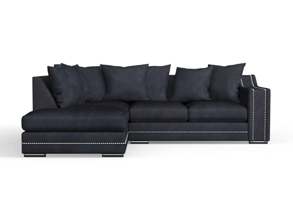 Cruze Studded Corner Sofa Charcoal Infyniti Home
