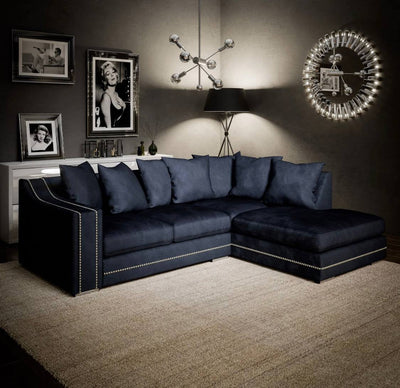 Cruze Studded Corner Sofa / Charcoal