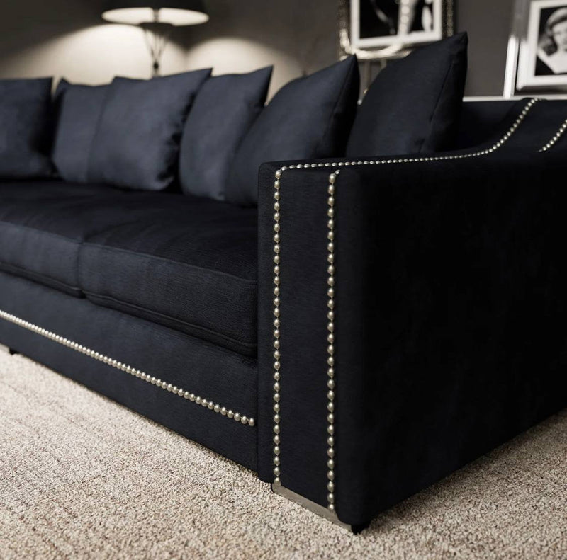 Cruze Studded Corner Sofa / Charcoal