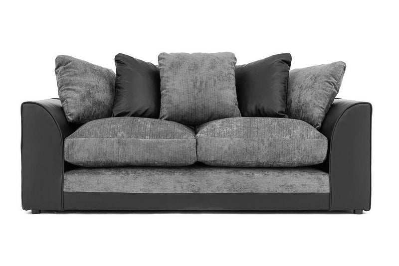 Aruba Black and Grey Fabric 3 Seater Sofa