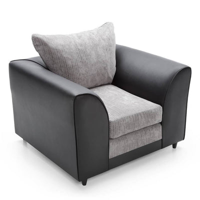 Aruba Black and Grey Fabric 3 Seater Sofa