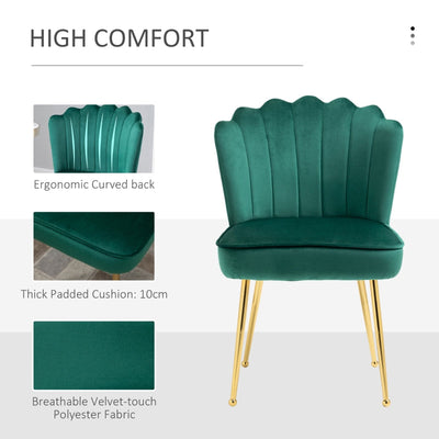 Velvet-Feel Shell Luxe Accent Chair, Green