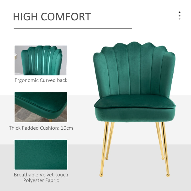 Velvet-Feel Shell Luxe Accent Chair, Green