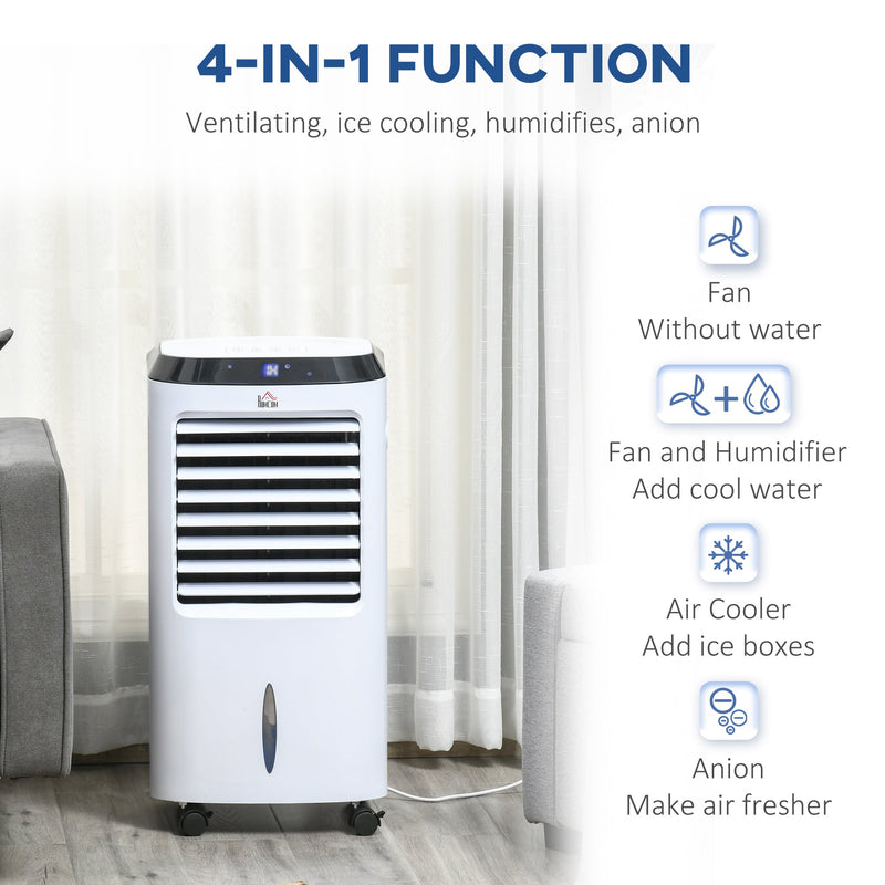 HOMCOM Portable Air Cooler, Evaporative Anion Ice Cooling Fan Water Conditioner Humidifier Unit w/3 Speed, Remote Controller, Timer for Home Bedroom