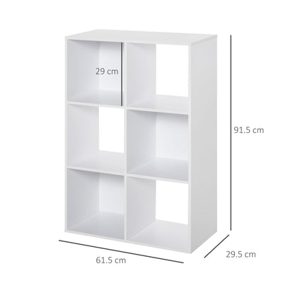 Estantería de almacenamiento de 3 niveles y 6 cubos de HOMCOM, estantería de tablero de partículas, organizador para el hogar y la oficina, color blanco