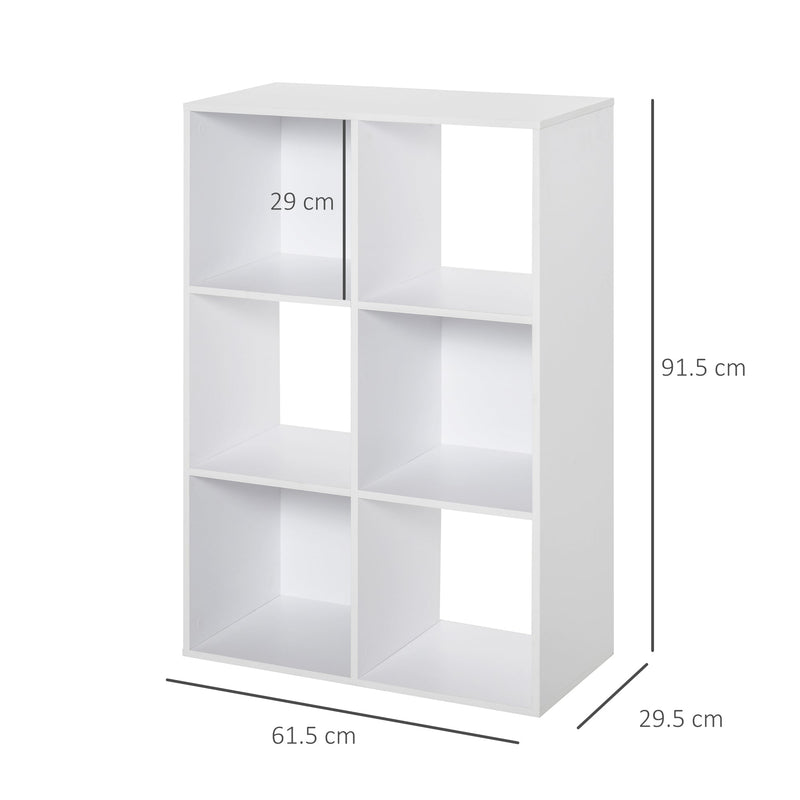 Estantería de almacenamiento de 3 niveles y 6 cubos de HOMCOM, estantería de tablero de partículas, organizador para el hogar y la oficina, color blanco