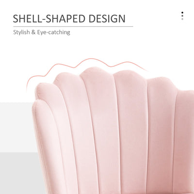 Velvet-Feel Shell Luxe Accent Chair ,Pink