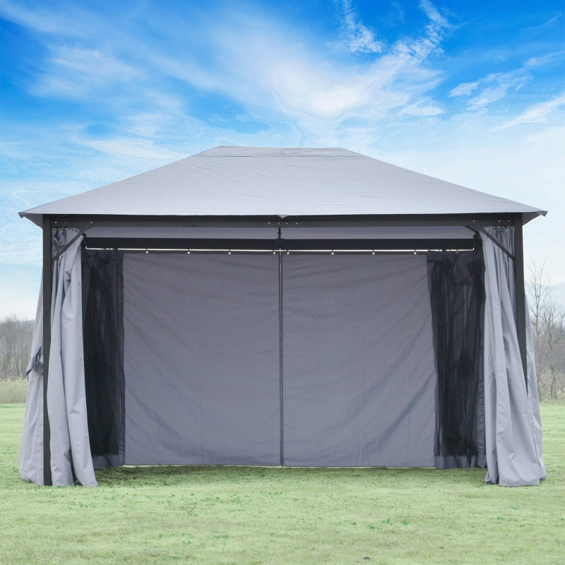 Garden Gazebo, Outdoor Pavilion Canopy Aluminum Party Tent - Grey